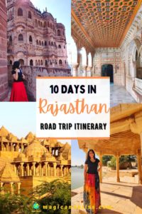 Rajasthan is one of India’s top travel destinations thanks to amazing national parks, forts, Thar Desert and more. The best way to explore Rajasthan is through a road trip from Delhi. Find out the best places to visit in 10 days Rajasthan itinerary including stops at Jaipur, Jaisalmer, Jodhpur and Bikaner and various other places to visit and things to do in Rajasthan. #india #indiatravel #asia #rajasthantravel