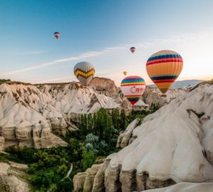 Famous hot air balloon ride in Cappadocia